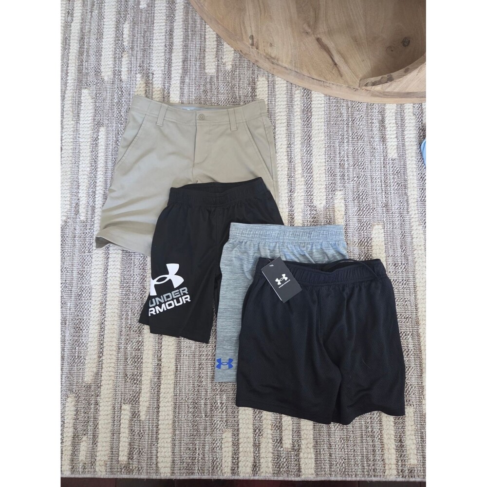 Under Armour Kid's Black and Gray Athletic Shorts Pack - Logo Sports Shorts